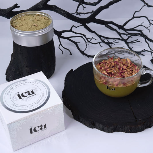 Rose Pistachio Matcha in a cup - The Tea Ateliier